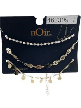 nOir 3-anklets jewelry set